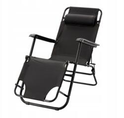 Garden Line Összecsukható Kerti Napozóágy Állítható Fejtámlával, Fekete (LEZ7838)