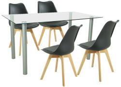 Leziter Set masa dining Leziter Midori 4+1 negru, blat sticla securizata 140x80 (LUA140W_DA232AB_4)