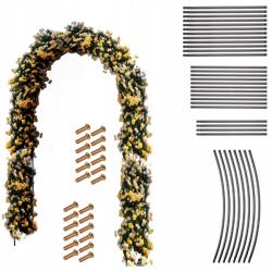  Ikonka Kerti Pergola, Boltív, Rózsa Tartó, Fém Állvány, VIRÁGOK, 240cm, 140cm, 38cm, fekete (KX3303)