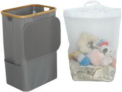 Leziter Cos de rufe Leziter 100L gri cu sac detasabil, cadru bambus 44x33x67 cm (LSZEK-100-GR)