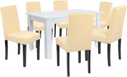 Leziter Set masa dining 6 persoane Leziter Leon 6+1 alb-bej, masa 140x80 (LYET140F_LKE-BE_6)