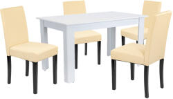 Leziter Set de dining Leziter Leon 4+1, masa cu 4 scaune, alb-bej (LYET140F_LKE-BE_4)