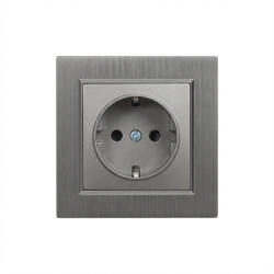 Leziter Priza Schuko cu împamantare Leziter Nova 16A 250V, cadru gri, montaj încastrat (LN1KERV-SZ_LNFCS-SZ)