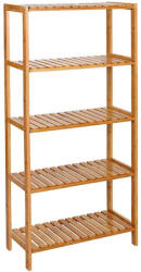 Brius Raft depozitare bambus 5 polite bucatarie baie, 130x60x26 cm, design natural, maro (EZ-BCB35Y)