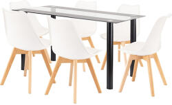 Leziter Set de dining Leziter Zelma 6+1 alb/negru cu masa din sticla si 6 scaune (LUA140B_DA232AW_6)