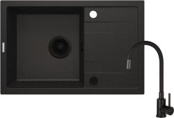 Deante Corio 1 tálcás gránit mosogató csapteleppel, rugalmas kifolyóval, grafit metál ZRCPG113 (ZRCPG113)