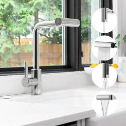 INVENA Nelia konyhai csaptelep 4 funkciós kihúzható zuhanyfejjel, króm BZ-34-001-A (BZ-34-001-A)