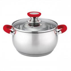 Voltz Oală de gătit Oliver Voltz OV51210N, Inducție, Mânere din silicon, Inox/roșu - 2.5 l