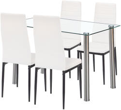 Leziter Set dining Leziter Mateo 4+1, masa din sticla 120x70 cm, alb-negru (LUA120W_DA258WB_4)