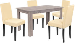 Leziter Set masa dining Leziter Leon 4+1 cu 4 scaune, stejar York si bej (LYET140YT_LKE-BE_4)