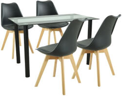 Leziter Set masa dining Leziter Merlo 4+1 negru, blat din sticla securizata (LUA120B_DA232AB_4)