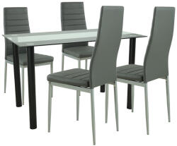 Leziter Set masa dining Leziter Mezza 4+1 gri, masa cu sticla securizata si 4 scaune (LUA120B_DA258GG_4)