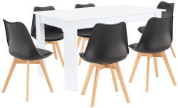 Leziter Set de masa Leziter Zara 6+1 alb-negru cu 6 scaune Silla si masa York 140x80 (LYET140F_DA232AB_6)