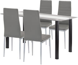 Leziter Set sufragerie Leziter Denton 4+1, masa sticla calita 140x80, scaune gri (LUA140B_DA258GG_4)