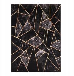 Eureka Home Szőnyeg 16X220 CM Fekete-arany Nappaliba Csúszásgátló Geometrikus Mozaik