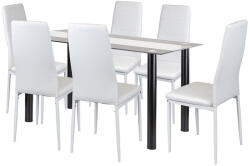 Leziter Set de dining Leziter Norman 6+1 alb, masa 140 cm cu sticla calita (LUA140B_MDC-001-White_6)