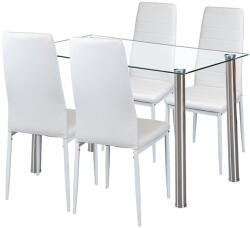 Leziter Set dining Leziter Nolen 4+1 alb, masa din sticla securizata si 4 scaune (LUA120W_MDC-001-White_4)