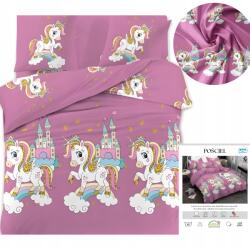 Cotton world Ágyneműhuzat 160x200 paplan szett 2x Párnahuzat 70x80 Szatén Unikornis Lány