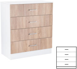 Leziter Comoda Leziter Miami cu 4 sertare, 80x92 cm, stejar sonoma si alb (LMK4FSTF) Comoda