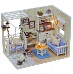  Fa Babaház Diy Miniatűr 3D Összecsukható Modell Led Ház 13cm (KX6993)