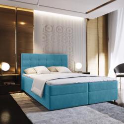  Kárpitozott boxspring ágy GLORIEN VELVET 140x200 cm kék Matrac: Bonell rugós matrac