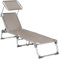 SONGMICS Napozóágy, összecsukható, napellenzővel, állítható támlával, barna (GCB19BR)