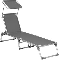 SONGMICS Napozóágy, összecsukható, napellenzővel, állítható támlával, szürke (GCB19GYV1)