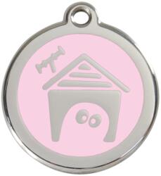 Red Dingo Rozsdamentes kutyaház mintás acél biléta rózsaszín - falatozoo