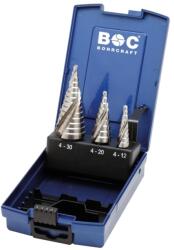 Bohrcraft lépcsős lemezfúró készlet csavart hornyú HSS-E Co5 3r. 4-30 STB3-KS-Co ABS-Box (030404-0075) - hegessz