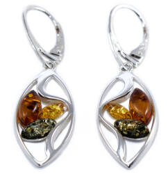 Ékszershop Borostyán köves lógós ezüst fülbevaló (2186124)