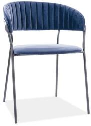  Scaun de masa albastru inchis LIRA B VELVET cu picioare negre