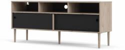 Comoda TV neagra cu decor de stejar Jackson Hickory, ELISEO