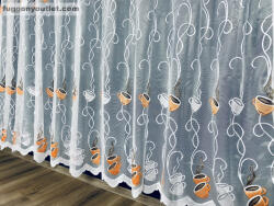 fuggonyoutlet Coffee, fehér alapon narancs barna, 500x175 cm