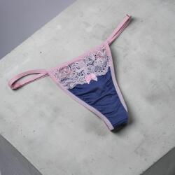 Lucifer állítható pántos pamut tanga - csipkés Kék 114630