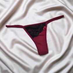 Lucifer állítható pántos pamut tanga - ferde csipkés Fekete 114643