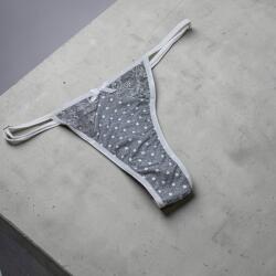 Lucifer állítható pántos tanga -pöttyös, csipkés Világos szürke 114579