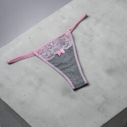 Lucifer állítható pántos pamut tanga - csipkés Világos szürke 114629