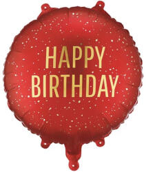 PartyDeco S. r. o Happy Birthday, piros, fólia lufi, 35 cm (14 col)