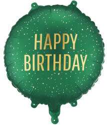 PartyDeco S. r. o Happy Birthday, zöld, fólia lufi, 35 cm (14 col)