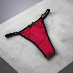 Lucifer állítható pántos pamut tanga - csipkés Piros 114620