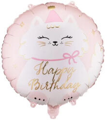 PartyDeco S. r. o Fólia lufi, Happy Birthday cicás, 35 cm (14 col)