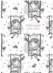 TOPTIMER Diák zsebkönyv TOPTIMER papírborító B/6 heti 120x170mm Hintázó kislány 2026-2027 (27D100J-00D) - papir-bolt