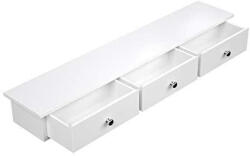 SONGMICS Lebegő falipolc 3 fiókkal, fali tárolóval, fehér, 80x15x10 cm