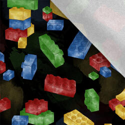 Takoy Szabadidő anyag/ futter Takoy 150cm építőkockák fekete alapon