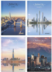 STREET Beírókönyv vonalas STREET A/4 96 lapos Skyline keményfedelű vegyes mintákkal (63174) - papir-bolt