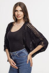 SHOPIKA Cardigan lejer din bumbac, cu broderie sparta tip dantela, negru Talie unica