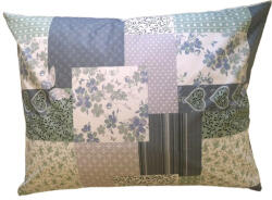  Pamut nagypárna huzat - 70x90 cm pasztell zöld-szürke patchwork mintás