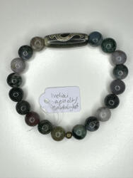  Sárkány Erdeje - Indiai achát karkötő sárkánykő központi gyönggyel (JJK168)