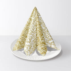 PAW Textilhatású szalvéta 40x40 cm 50 lap/csomag - Barokk mintás arany