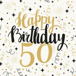 PAW Textilhatású szalvéta 40x40 cm 50 lap/csomag "Boldog születésnapot 50